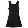 FEESHOW Kids Girls School Uniform Dress Square Neck V-Back Sleeveless Pleated Dress with Belt Daily Wear Black 6 Years view 3