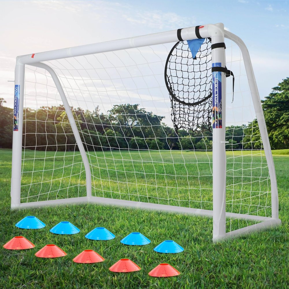 Hokicyos Soccer Goal for Backyard 86, 64 and 106.5 Soccer Goals with Soccer Target Net and Mark Cones, Weatherproof Soccer Goals with One Carry Bag and Net for Adults' Practice or Games