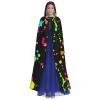 Juiimr Glow in Dark Splatter Neon Long Hooded Cape Cloak For Halloween Carnival Theme Party Cosplay Costume Decor view 2