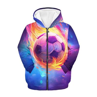 Belidome 3D Galaxy Soccer Boys Zip Up Hoodie Jacket Sweatshirt with Front Pocket & Long Sleeve & Hooded Comfy Hoodies