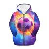 Belidome 3D Galaxy Soccer Boys Zip Up Hoodie Jacket Sweatshirt with Front Pocket & Long Sleeve & Hooded Comfy Hoodies view 1