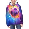 Belidome 3D Galaxy Soccer Boys Zip Up Hoodie Jacket Sweatshirt with Front Pocket & Long Sleeve & Hooded Comfy Hoodies view 2