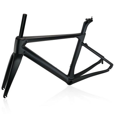 HWEVDHJ 700C Carbon Road Bike Frameset Disc Brake Racing Frame 46/48/50/52/54 Cm Wind Breaking Racing Frame QR/Thru Axle Frame Internal Routing with Carbon Fork(QR,52cm)
