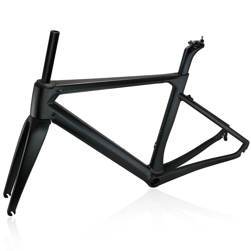 HWEVDHJ 700C Carbon Road Bike Frameset Disc Brake Racing Frame 46/48/50/52/54 Cm Wind Breaking Racing Frame QR/Thru Axle Frame Internal Routing with Carbon Fork(QR,52cm)