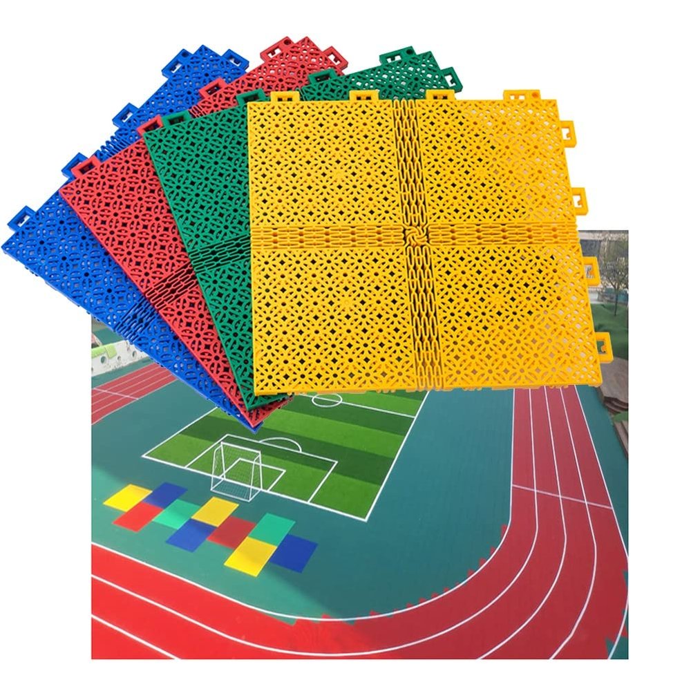 KYTGFH 34CM Outdoor Modular Interlocking Floor Tiles, Basketball Court Badminton Court Gymnasium Non,Slip wear,Resistant Sports Floor,Blue,9PCS