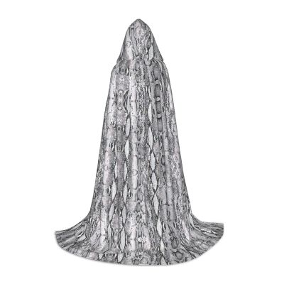 YQxwJL Snake Skin Black And White Print Full-Length Hooded Cloak, Unisex Cloak, Witch Wizard Cape,For Halloween Cosplay Party