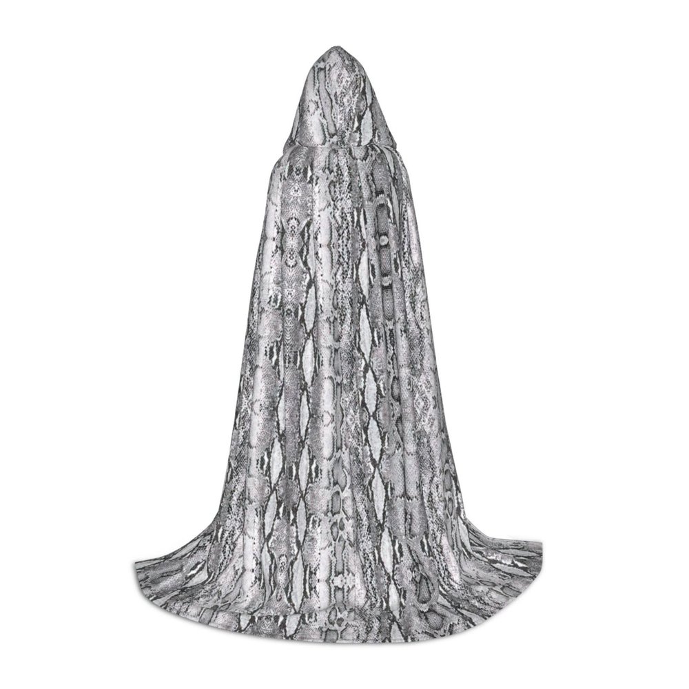 YQxwJL Snake Skin Black And White Print Full-Length Hooded Cloak, Unisex Cloak, Witch Wizard Cape,For Halloween Cosplay Party