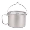 harayaa 900ml Outdoor Titanium Pot Hanging Pot with Foldable Handle Round Travel Mug Outdoor Coffee Mug Titanium Cup for Kitchen BBQ view 1