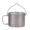 harayaa 900ml Outdoor Titanium Pot Hanging Pot with Foldable Handle Round Travel Mug Outdoor Coffee Mug Titanium Cup for Kitchen BBQ view 2