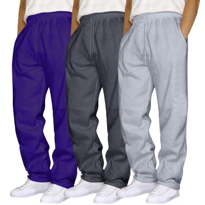 Mens 3 Pack Sweatpants Loose Fleece Casual Trousers Elastic Waist Drawstring Jogger Pants Baggy Running Sports Pants