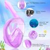 Kids Snorkel Mask Full Face, Snorkeling Gear for Kids 2-14 with Camera Mount, 180 Degree Panoramic View Snorkeling Set Anti-Fog Anti-Leak (Purple) view 2
