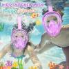 Kids Snorkel Mask Full Face, Snorkeling Gear for Kids 2-14 with Camera Mount, 180 Degree Panoramic View Snorkeling Set Anti-Fog Anti-Leak (Purple) view 3