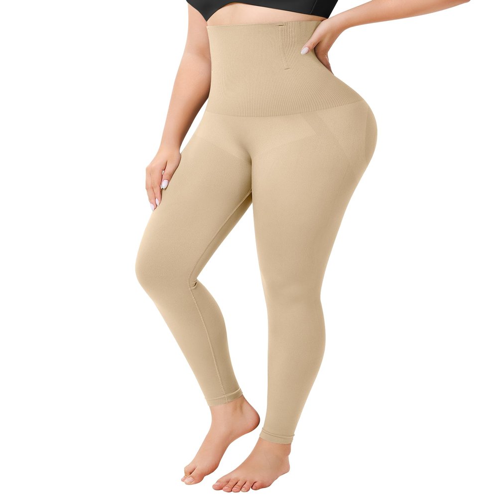 Nebility Tummy Control Shapewear for Women Butt Lifting Shapewear Thigh Slimmer High Waisted Body Shaper Girdles (Beige,Large)