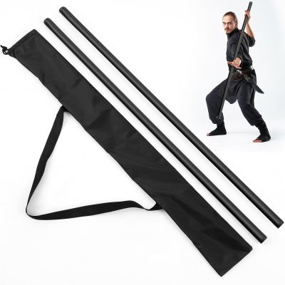 ShinyRelief 2 Pcs Foam Padded Sticks Martial Arts Training Stick, Foam Padded Practice Bar with Carrying Bag for Safe Practice Training Martial Arts and Karate(Black,3.94 ft)