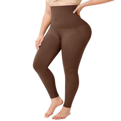 Nebility Tummy Control Shapewear for Women Butt Lifting Shapewear Thigh Slimmer High Waisted Body Shaper Girdles (Brown,Large)
