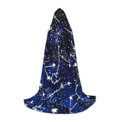 YQxwJL Glow In The Dark Print Full-Length Hooded Cloak, Unisex Cloak, Witch Wizard Cape,For Halloween Cosplay Party
