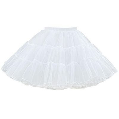 Women's Tiered Tulle Petticoat Elastic Waist Petticoat Lolita Skirt Tulle Skirt Multi-Layer Cosplay Fluffy Skirt Underskirt, Length 40cm White
