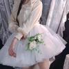 Women's Tiered Tulle Petticoat Elastic Waist Petticoat Lolita Skirt Tulle Skirt Multi-Layer Cosplay Fluffy Skirt Underskirt, Length 40cm White view 4
