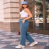 AUTOMET Women's Wide Leg Sweatpants Fleece Lined Baggy Straight Leg Lounge Pants Fall Outfits Athletic Joggers with Pockets LightBlue L view 3
