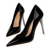 LUXINYU Women Sexy Pointed Toe Heels Elegant Stiletto Shiny Pu Leather Upper Ladies Pumps Party Dress Shoes Comfortable Work Office Shoes,Black 10 view 1