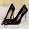 LUXINYU Women Sexy Pointed Toe Heels Elegant Stiletto Shiny Pu Leather Upper Ladies Pumps Party Dress Shoes Comfortable Work Office Shoes,Black 10 view 2