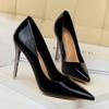 LUXINYU Women Sexy Pointed Toe Heels Elegant Stiletto Shiny Pu Leather Upper Ladies Pumps Party Dress Shoes Comfortable Work Office Shoes,Black 10 view 3