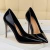 LUXINYU Women Sexy Pointed Toe Heels Elegant Stiletto Shiny Pu Leather Upper Ladies Pumps Party Dress Shoes Comfortable Work Office Shoes,Black 10 view 4