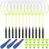 Chitidr 12 Pack Badminton Rackets Set Including Badminton Racquets, Nylon Shuttlecocks and Carry Bag for Outdoor Backyard Games Beginners(12 Pack,Fluorescent Yellow)