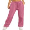 AUTOMET Women's Wide Leg Sweatpants Fleece Lined Baggy Straight Leg Lounge Pants Fall Outfits Athletic Joggers with Pockets DarkPink XL view 1