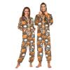 ALAZA Pumpkin Sugar Skull Gray Halloween Adult Onesie Pajamas Jumpsuit Unisex One-Piece Pajamas for Women Men S view 1