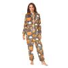 ALAZA Pumpkin Sugar Skull Gray Halloween Adult Onesie Pajamas Jumpsuit Unisex One-Piece Pajamas for Women Men S view 2