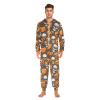 ALAZA Pumpkin Sugar Skull Gray Halloween Adult Onesie Pajamas Jumpsuit Unisex One-Piece Pajamas for Women Men S view 3