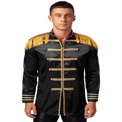 Agoky Mens Hippie Music Star 1960s Xmas SGT Sergeant Pepper Jacket Halloween Costumes Black Small