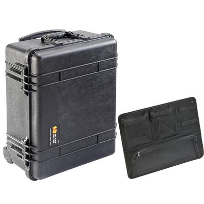 Pelican 1560 Watertight Wheeled Hard Case without Foam Insert, Black, Bundle with PC1569 Lid Organizer