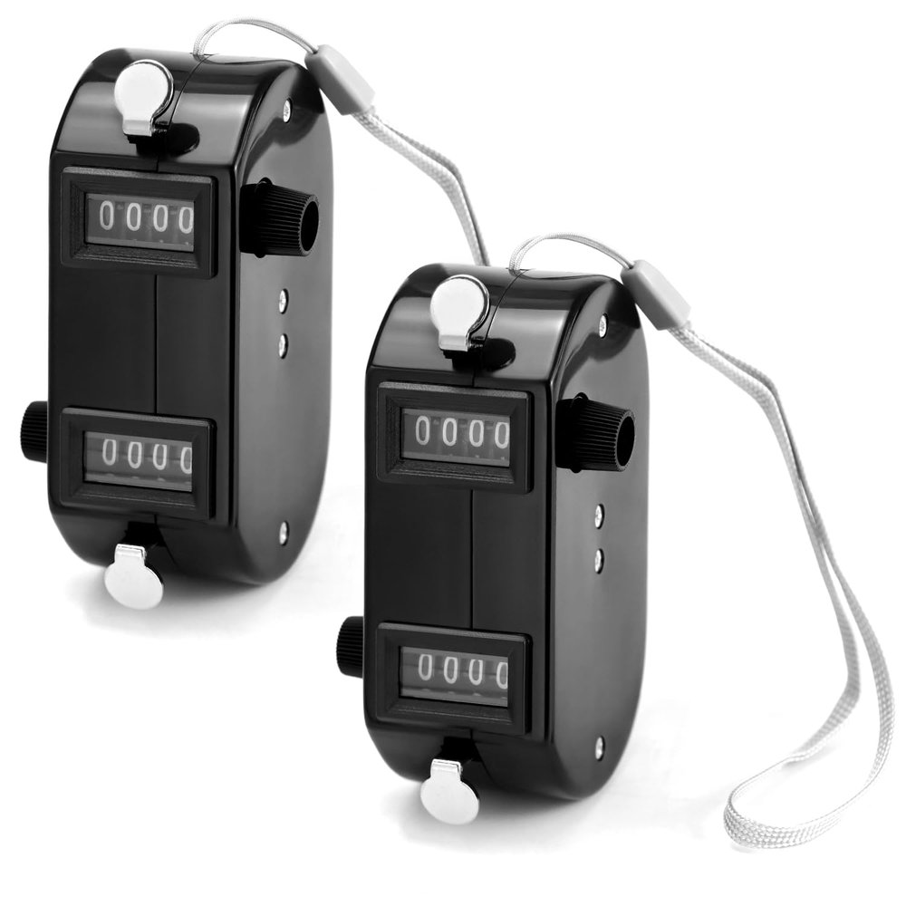 QWORK 2 Pack Black Dual Pitch Counter - Tally Click Counter/Score Tracker/Digital Counter for Baseball Pitches - Handheld and Lightweight with 9999 Max Count