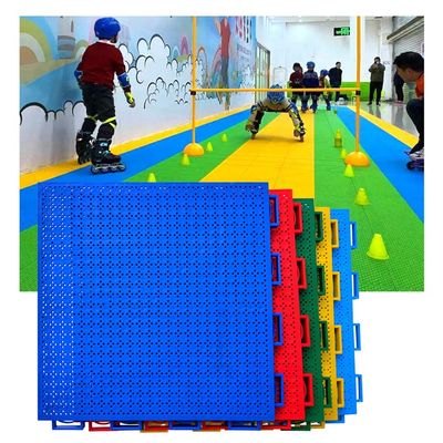 KYTGFH 30.5 cm Roller Skating Hall Modular Interlocking Floor Tiles, DIY Colorful Puzzle Plastic Floor Mat with Drain Holes, Anti,Skid and Wear,Resistant,Gray,1,16PCS