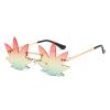 LJCZKA Maple Leaf Shape Sunglasses Women Men - Rimless Funky Glasses Rave Festival Party Halloween Christmas Accessories (Gold Red Yellow Green) view 1