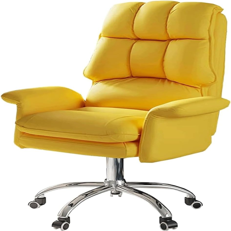 WCH Home Office Desk Chair, Office Desk Chair Pu Leather Office Chair 360 Rotate Office Desk Chair Adjustable Angle(Size:Green,Color:Yellow-)