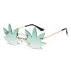 LJCZKA Maple Leaf Shape Sunglasses Women Men - Rimless Funky Glasses Rave Festival Party Halloween Christmas Accessories (Gold Gradient Green) view 1