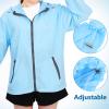 Holibanna Women's Lightweight Jacket Hooded Lightweight Raincoat Outdoor Waterproof Windbreaker with Pockets Cycling Bike (US, X-Large, Regular, Regular, Blue) view 2