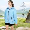 Holibanna Women's Lightweight Jacket Hooded Lightweight Raincoat Outdoor Waterproof Windbreaker with Pockets Cycling Bike (US, X-Large, Regular, Regular, Blue) view 3
