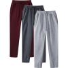 Mens 3 Pack Sweatpants Loose Fleece Casual Trousers Elastic Waist Drawstring Jogger Pants Baggy Running Sports Pants view 2