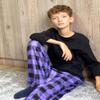 Arshiner Boys Pajama Pants Long Sleep Plaid Pants Soft Lounge Pj Bottoms with Pockets Purple Plaid 11-12 Years view 3
