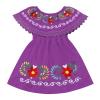 ABAFIP Baby Girls Toddler Kids Mexican Dress Sleeveless Ruffle Floral Embroidery Traditional Fiesta Dress Dark Purple 3-4T
