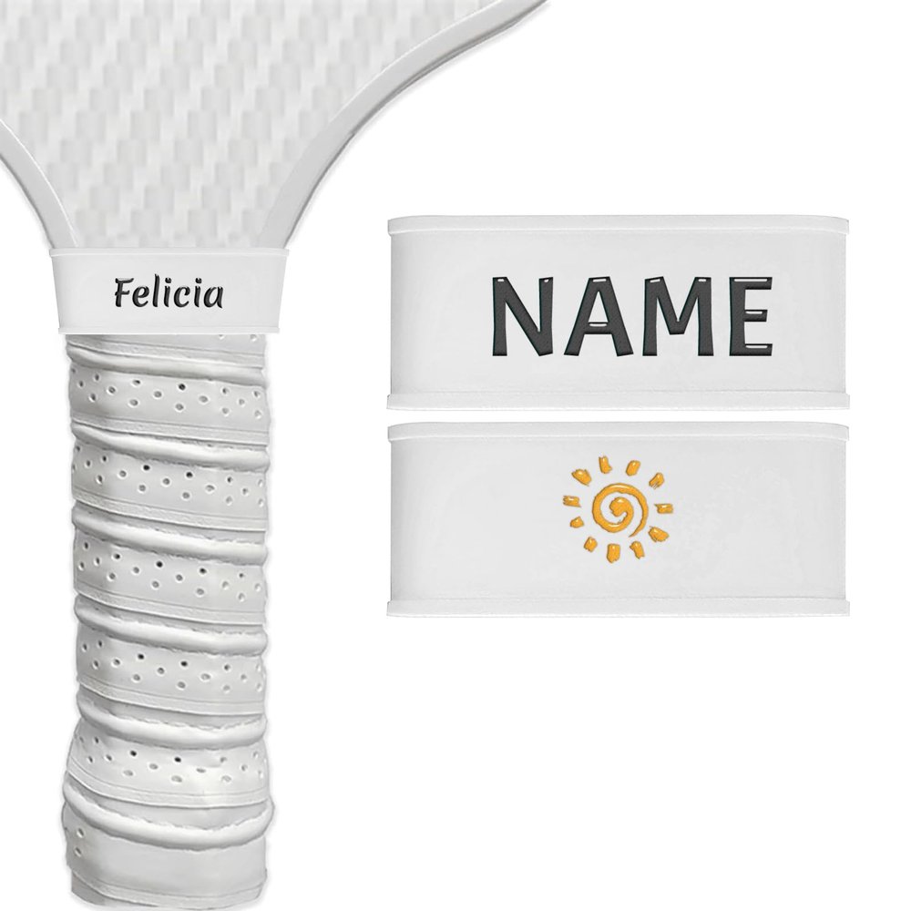 2 Pcs Personalized Pickleball Paddle Name Bands, Custom Pickleball Paddle Accessories for Secures Grip Tape, Silicone Ring Grip Bands for Racquetball Tennis Paddle, Gift for Pickleball Lovers