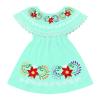 ABAFIP Baby Girls Toddler Kids Mexican Dress Sleeveless Ruffle Floral Embroidery Traditional Fiesta Dress Light Green 3-4T view 1