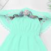 ABAFIP Baby Girls Toddler Kids Mexican Dress Sleeveless Ruffle Floral Embroidery Traditional Fiesta Dress Light Green 3-4T view 3
