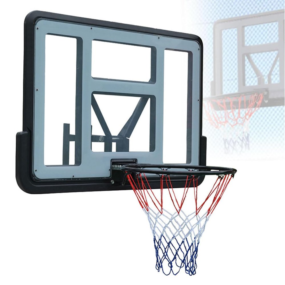 44'' Wall Mounted Basketball Hoop and Mounting Bracket Combination Kit, Wall Mounted Professional Basket Ball Hoop, Universal Outdoor Basketball Hoop for Home Training and Club