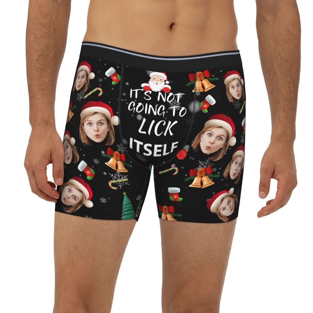 Custom Face Boxers - Personalized Funny Underwear for Men With Picture - Unique Crazy Customized Clothing for Boyfriend - I Love Girlfriend, L-0103