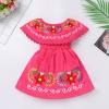 ABAFIP Baby Girls Toddler Kids Mexican Dress Sleeveless Ruffle Floral Embroidery Traditional Fiesta Dress Watermelon Red 3-4T view 2